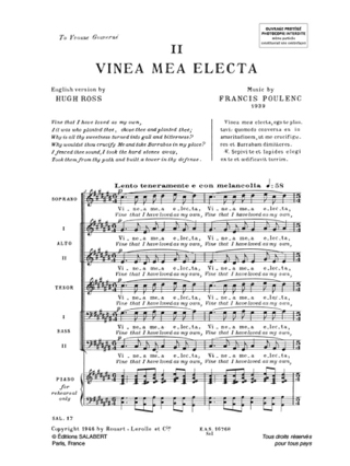 Vinea Mea Electa - POULENC - Partition - Chœur